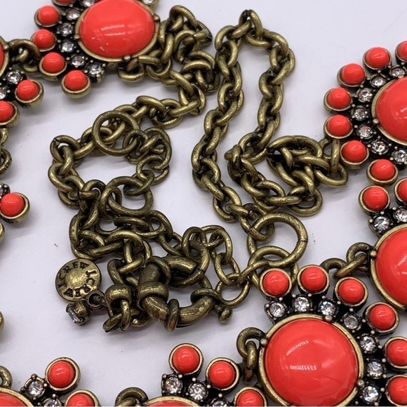 J. Crew Bright Coral Jeweled Necklace - Picture 3 of 3